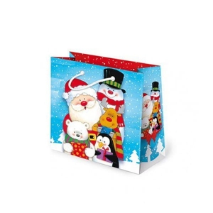 TOREBKA PREZENTOWA MIKOŁAJ MIŚ PINGWIN NIEBIESKA 23x23cm