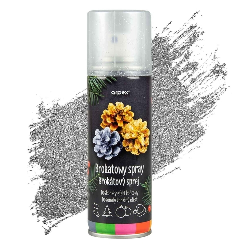 FARBA SPRAY DO DEKORACJI BROKATOWA SREBRNA 100ml
