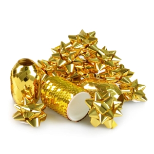 ZESTAW PREZENTOWY WSTĄŻKA I GWIAZDKA ZŁOTY 16el