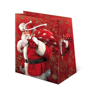 TOREBKA PREZENTOWA MIKOŁAJ Z WORKIEM CZERWONA 56x41cm