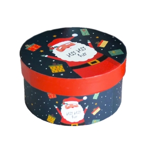 PUDEŁKO PREZENTOWE MIKOŁAJ OKRĄGŁE GRANATOWE 16,5x8,5сm