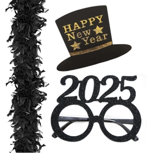 ZESTAW SYLWESTROWY CZARNY 3el