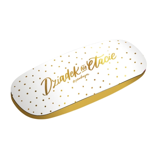 ETUI NA OKULARY DZIADEK NA ETACIE BIAŁO-ZŁOTY