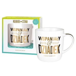 KUBEK WSPANIAŁY DZIADEK BIAŁO-ZŁOTY 300ml