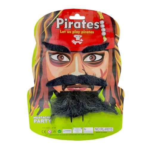 BRODA Z WĄSAMI I BRWIAMI PIRATA CZARNA