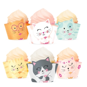 PAPILOTKI NA MUFFINKI KOTKI KOLOROWE 6szt