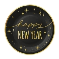 TALERZYKI PAPIEROWE HAPPY NEW YEAR CZARNE 18cm 6szt