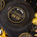 TALERZYKI PAPIEROWE HAPPY NEW YEAR CZARNE 18cm 6szt