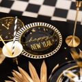 TALERZYKI PAPIEROWE HAPPY NEW YEAR CZARNE 18cm 6szt