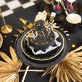 KARTECZKI NA PIKU TOPPER HAPPY NEW YEAR CZARNO-ZŁOTE 6szt