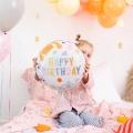 BALON PARTY PAL KOTKI HAPPY BIRTHDAY OKRĄGŁY BIAŁY 18'' 45cm