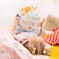 BALON PARTY PAL KOTKI HAPPY BIRTHDAY OKRĄGŁY BIAŁY 18'' 45cm