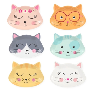 TALERZYKI PAPIEROWE KOTKI KOLOROWE 20,5x15cm 6szt