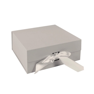 PUDEŁKO PREZENTOWE WSTĄŻKA SZARE 28x20x8,5cm