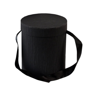 PUDEŁKO PREZENTOWE OKRĄGŁE TASIEMKA CZARNE 18x16сm