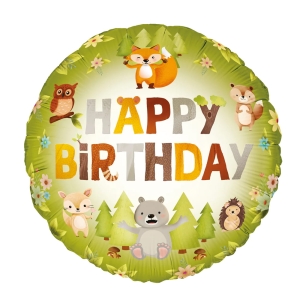 BALON PARTY PAL HAPPY BIRTHDAY LEŚNE ZWIERZĄTKA ZIELONY 18'' 45cm