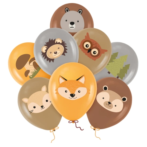 BALON PARTY PAL PASTEL LEŚNE ZWIERZĄTKA MIX 30cm 8szt