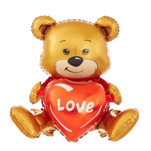 BALON PARTY PAL MIŚ Z SERCEM LOVE BRĄZOWY 20'' 50cm