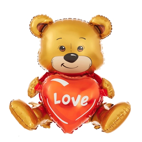 BALON PARTY PAL MIŚ Z SERCEM LOVE BRĄZOWY 20'' 50cm