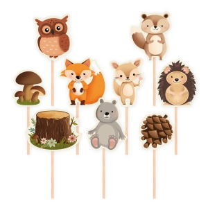 KARTECZKI NA PIKU TOPPERY LEŚNE ZWIERZĄTKA 9szt