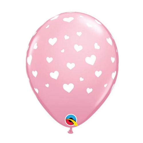 BALON QUALATEX PASTEL SERCA BIAŁE RÓŻOWY 27cm 1szt
