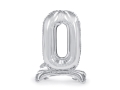 BALON PARTY DECO CYFRA 0 STOJĄCY SREBRNY 28'' 70cm