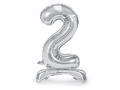 BALON PARTY DECO CYFRA 2 STOJĄCY SREBRNY 28'' 70cm