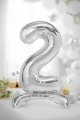 BALON PARTY DECO CYFRA 2 STOJĄCY SREBRNY 28'' 70cm
