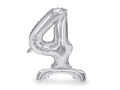 BALON PARTY DECO CYFRA 4 STOJĄCY SREBRNY 28'' 70cm
