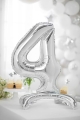 BALON PARTY DECO CYFRA 4 STOJĄCY SREBRNY 28'' 70cm