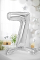 BALON PARTY DECO CYFRA 7 STOJĄCY SREBRNY 28'' 70cm