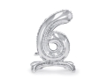 BALON PARTY DECO CYFRA 6 STOJĄCY SREBRNY 28'' 70cm