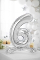 BALON PARTY DECO CYFRA 6 STOJĄCY SREBRNY 28'' 70cm