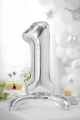 BALON PARTY DECO CYFRA 1 STOJĄCY SREBRNY 28'' 70cm