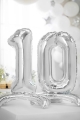 BALON PARTY DECO CYFRA 1 STOJĄCY SREBRNY 28'' 70cm