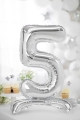 BALON PARTY DECO CYFRA 5 STOJĄCY SREBRNY 28'' 70cm
