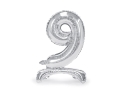BALON PARTY DECO CYFRA 9 STOJĄCY SREBRNY 28'' 70cm
