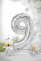 BALON PARTY DECO CYFRA 9 STOJĄCY SREBRNY 28'' 70cm