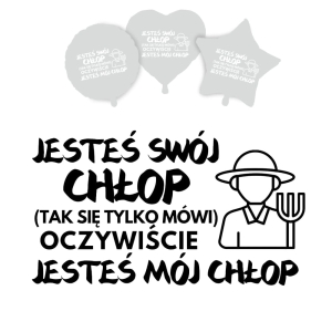 NAKLEJKA NA BALON 18'' JESTEŚ SWÓJ CHŁOP BIAŁA 23x13cm