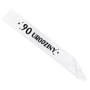 SZARFA 90 URODZINY BIAŁA 85cm