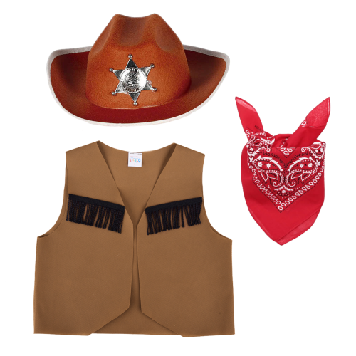 ZESTAW KOWBOJ BRĄZOWY 134-140 3el