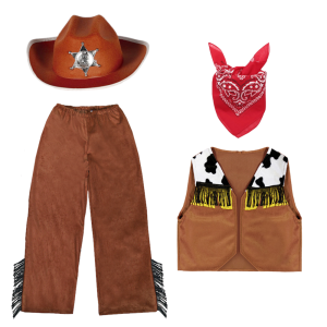 ZESTAW KOWBOJ BRĄZOWY 134-140 4el