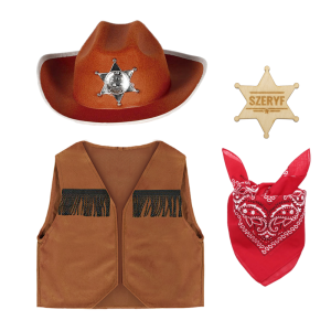 ZESTAW KOWBOJ BRĄZOWY 134-140 4el
