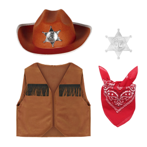 ZESTAW KOWBOJ BRĄZOWY 134-140 4el