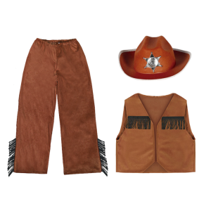 ZESTAW KOWBOJ BRĄZOWY 134-140 3el