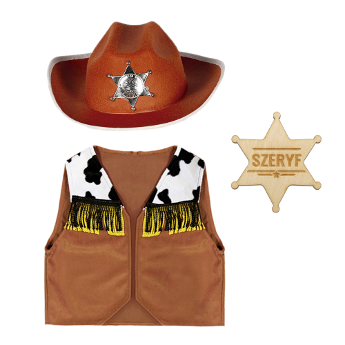 ZESTAW KOWBOJ BRĄZOWY 116-128 3el