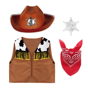 ZESTAW KOWBOJ BRĄZOWY 116-128 4el