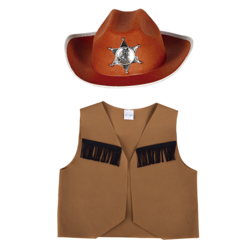 ZESTAW KOWBOJ BRĄZOWY 116-128 2el