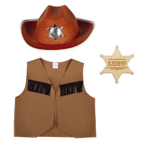 ZESTAW KOWBOJ BRĄZOWY 134-140 3el