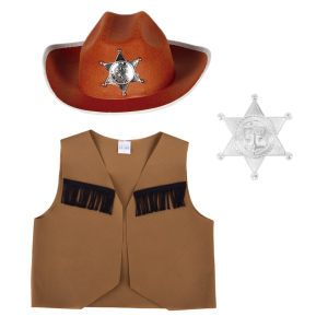 ZESTAW KOWBOJ BRĄZOWY 116-128 3el